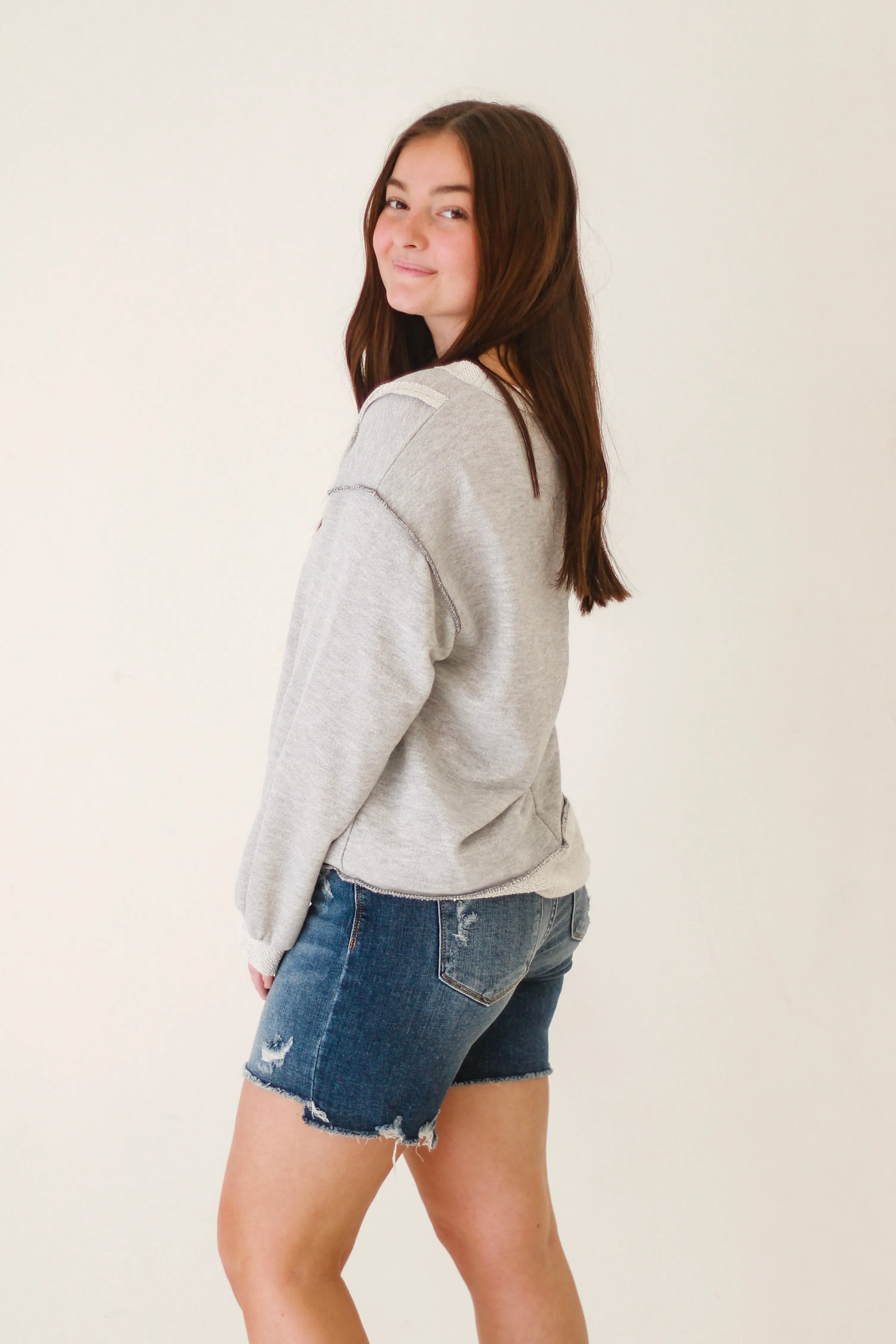 Breathless French Terry Pullover in Grey