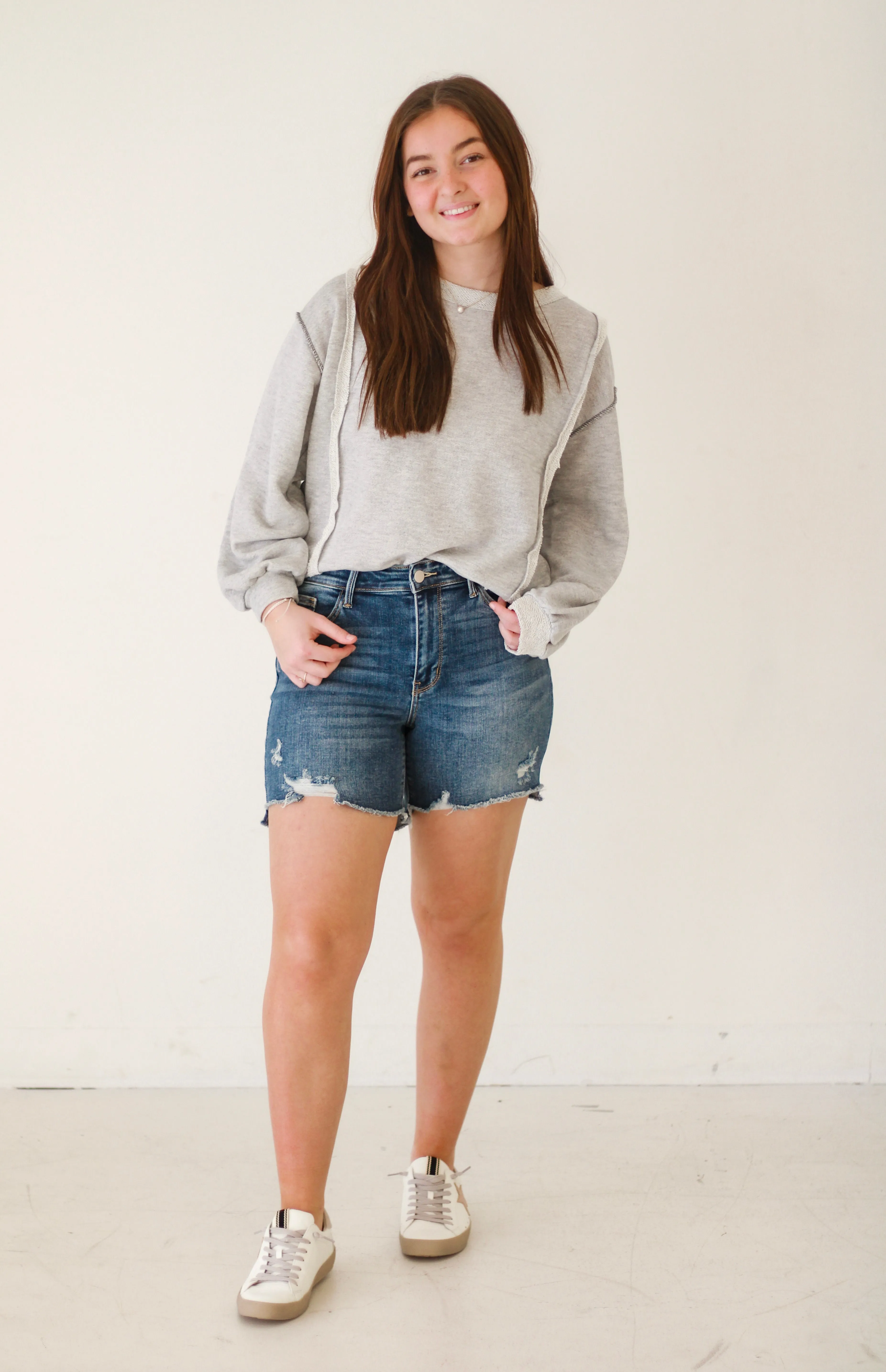 Breathless French Terry Pullover in Grey