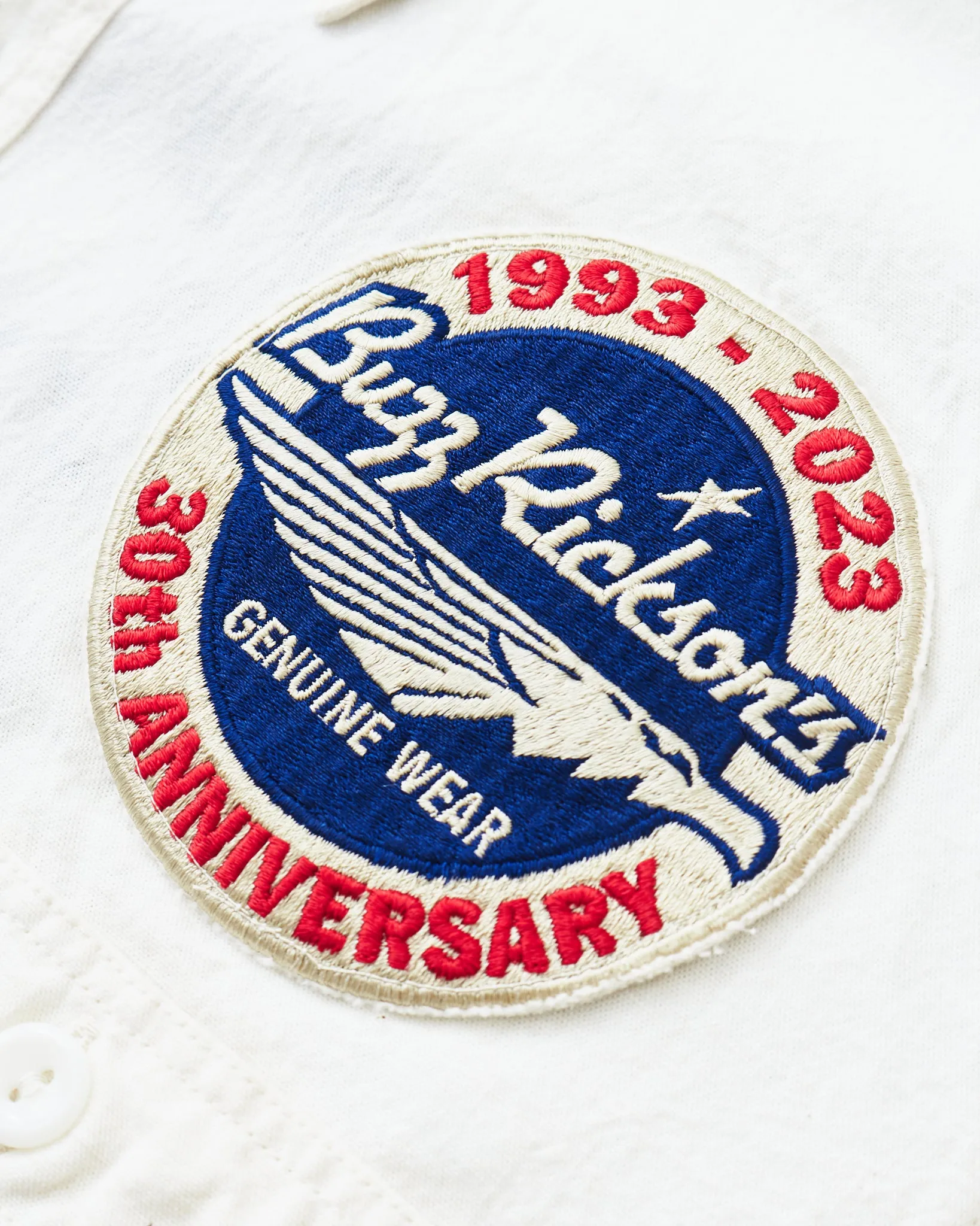 Buzz Rickson's White Chambray Work Shirt Blue 30th Anniversary With Embroidery BR29185