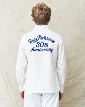 Buzz Rickson's White Chambray Work Shirt Blue 30th Anniversary With Embroidery BR29185