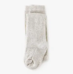 Cable Knit Tights, Heathered Ivory
