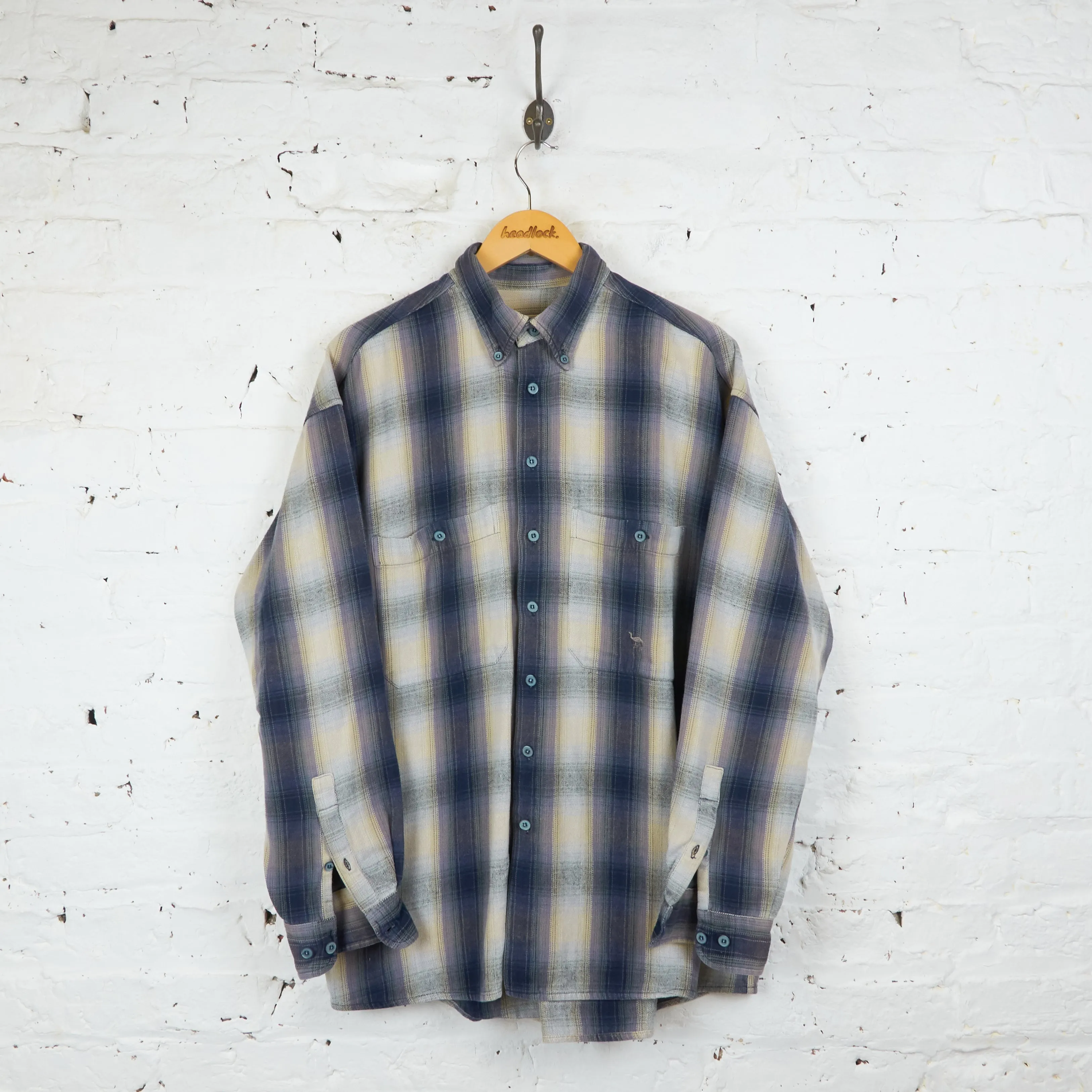 Camel Plaid Check Shirt - Blue - L