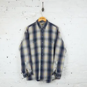 Camel Plaid Check Shirt - Blue - L