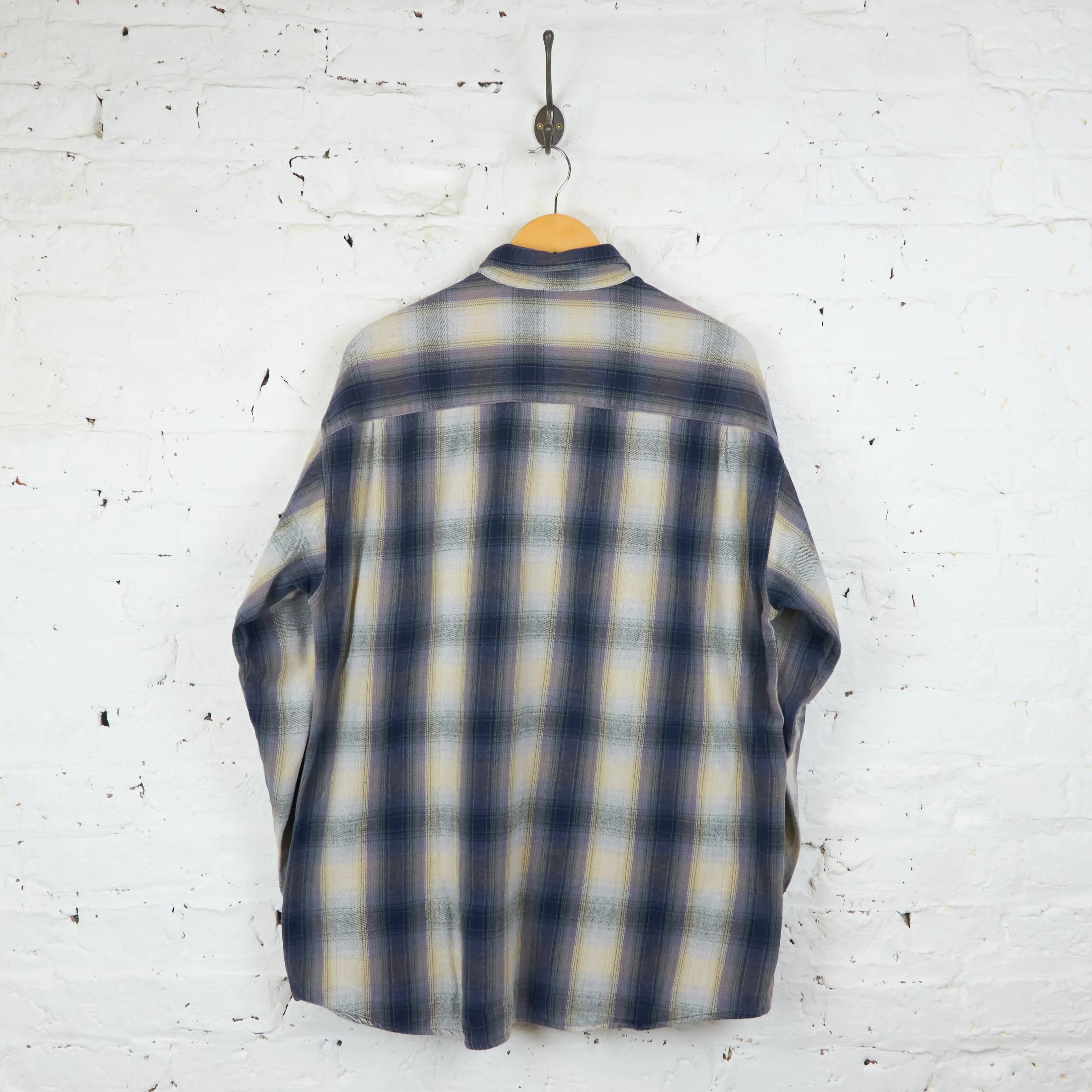 Camel Plaid Check Shirt - Blue - L