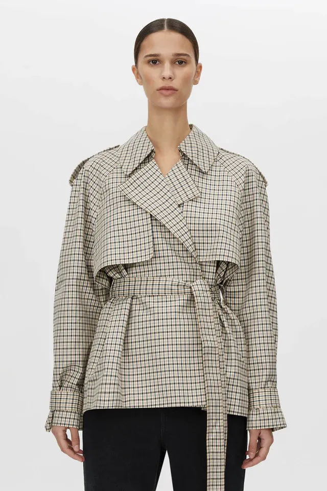 Camilla and Marc Burdock Check Trench Jacket in Birch Check