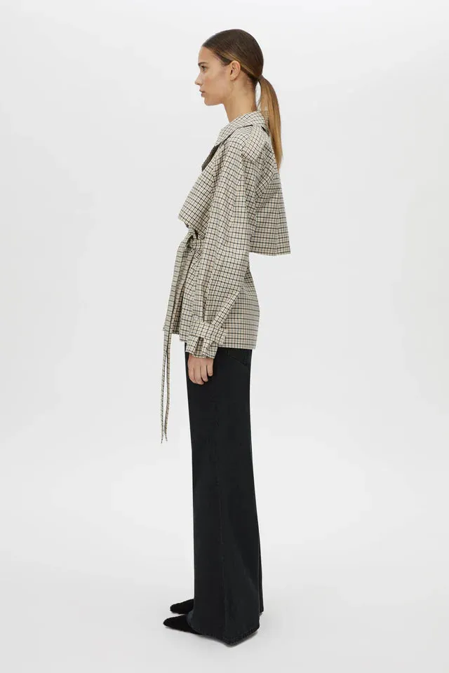 Camilla and Marc Burdock Check Trench Jacket in Birch Check