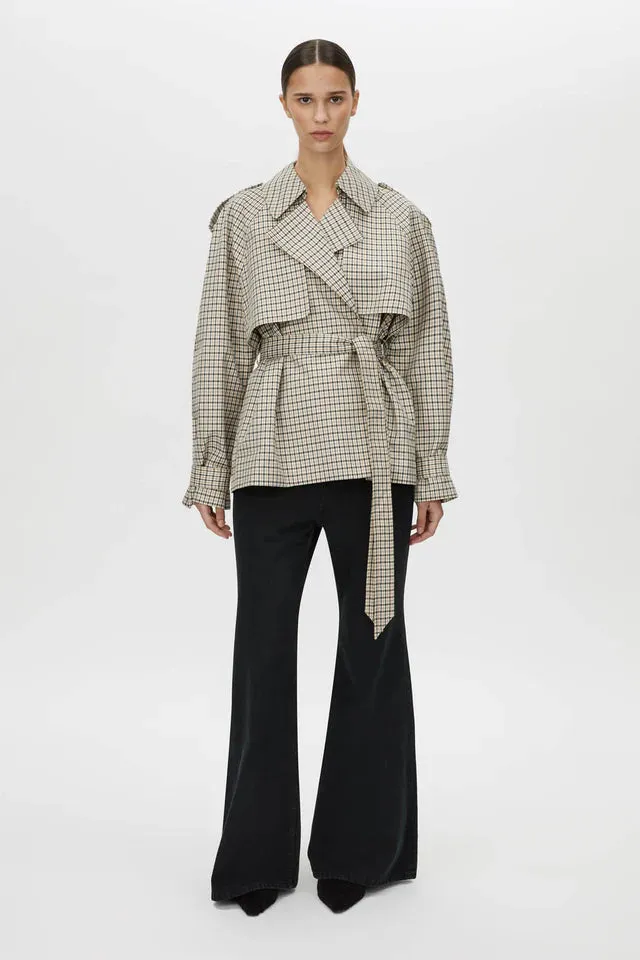 Camilla and Marc Burdock Check Trench Jacket in Birch Check