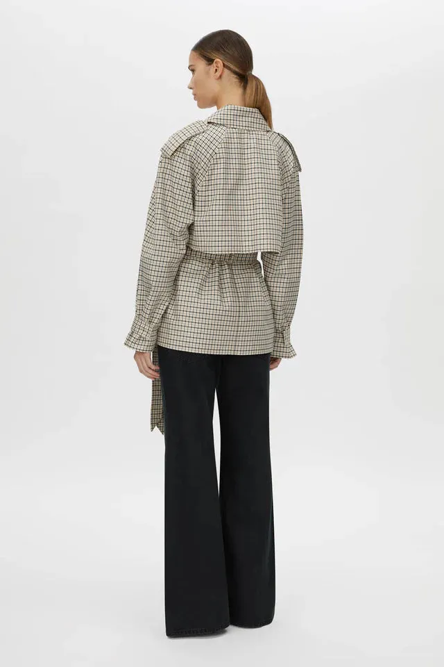 Camilla and Marc Burdock Check Trench Jacket in Birch Check