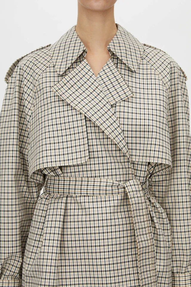 Camilla and Marc Burdock Check Trench Jacket in Birch Check