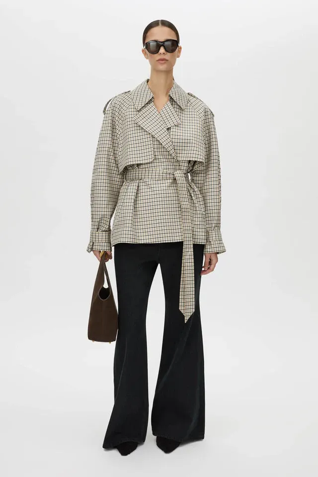 Camilla and Marc Burdock Check Trench Jacket in Birch Check