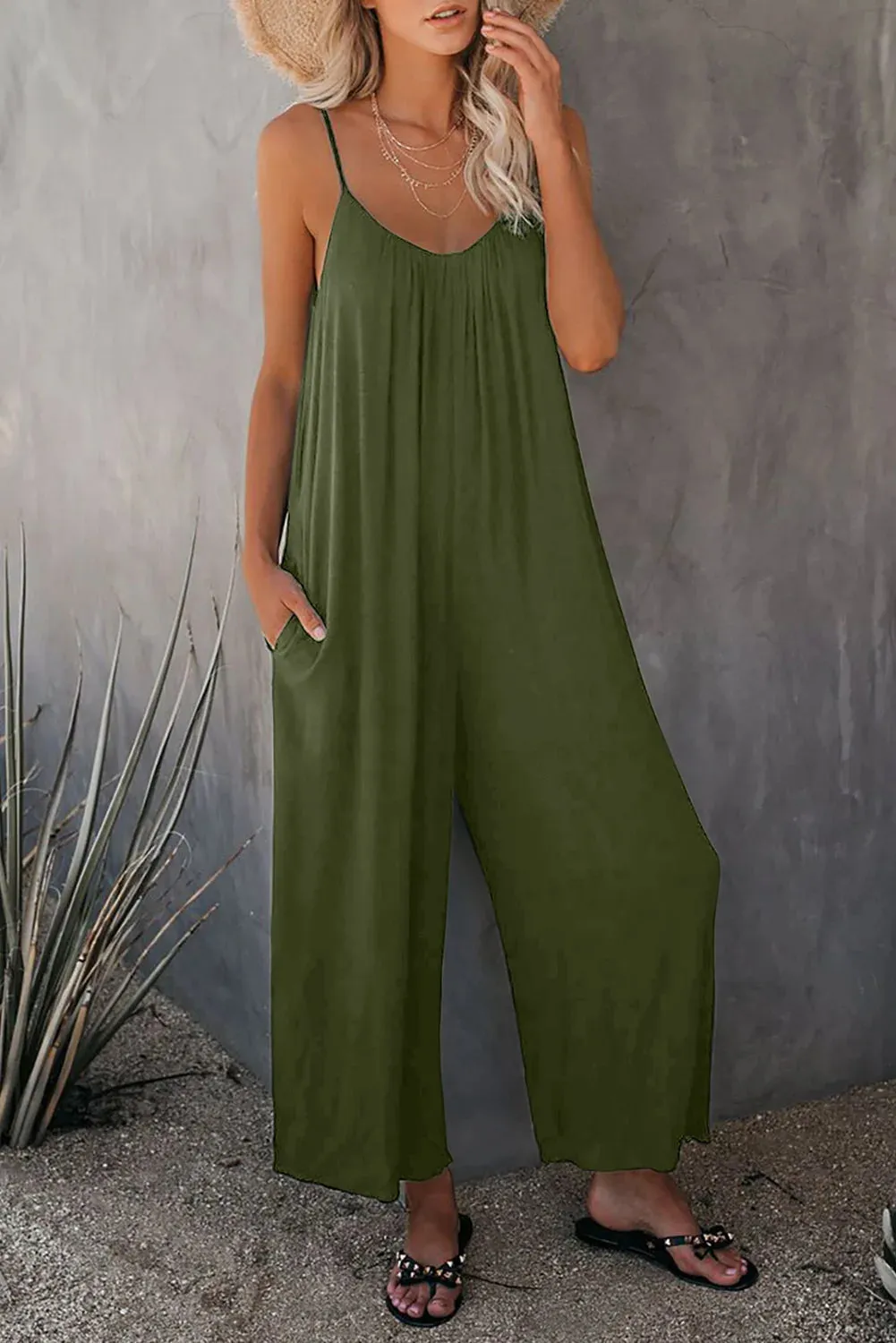 Casual Pocket Jumpsuit, Boho Suspender jumpsuit, Summer Garden outfit