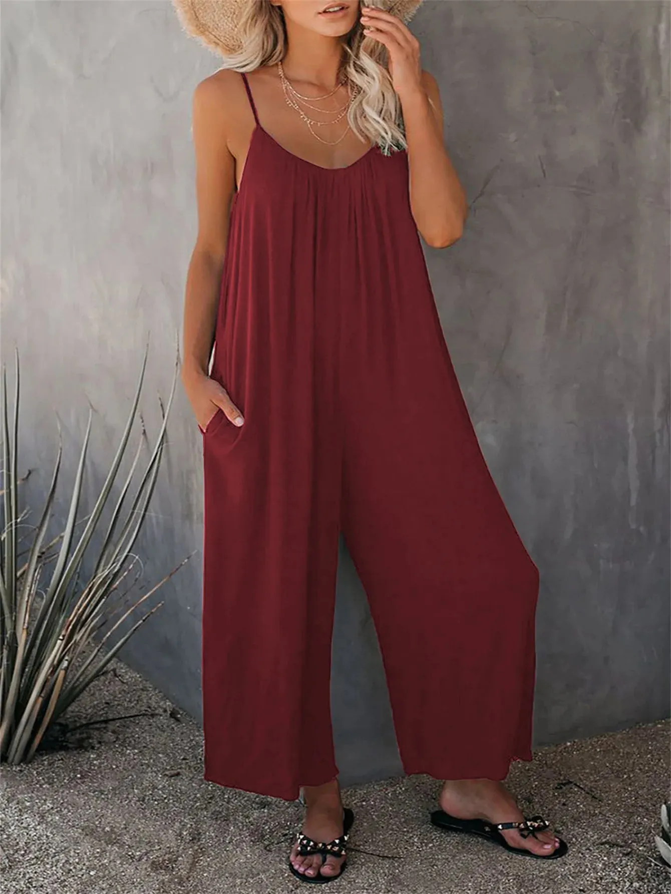 Casual Pocket Jumpsuit, Boho Suspender jumpsuit, Summer Garden outfit