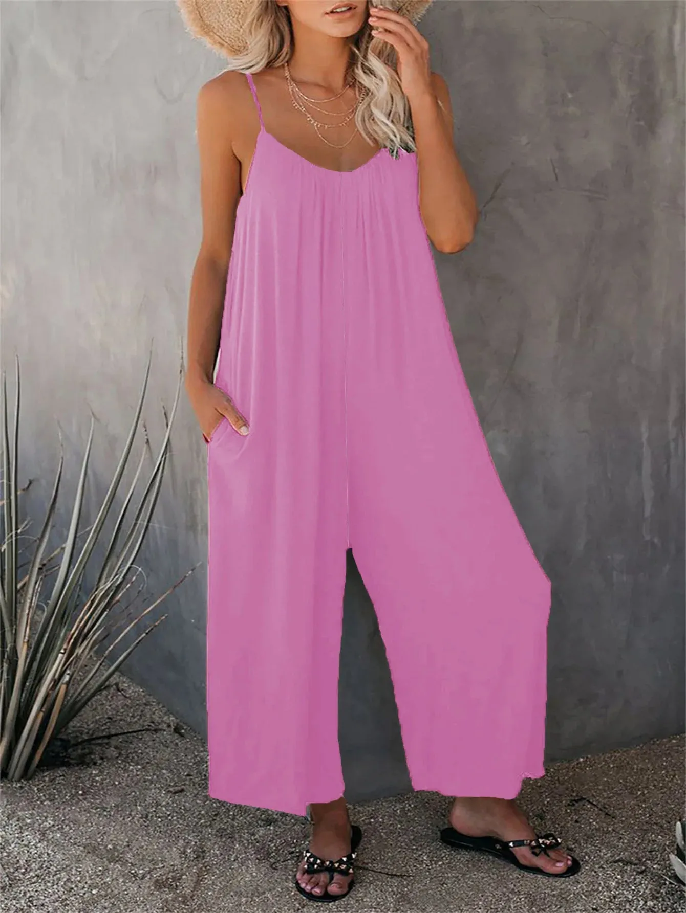Casual Pocket Jumpsuit, Boho Suspender jumpsuit, Summer Garden outfit