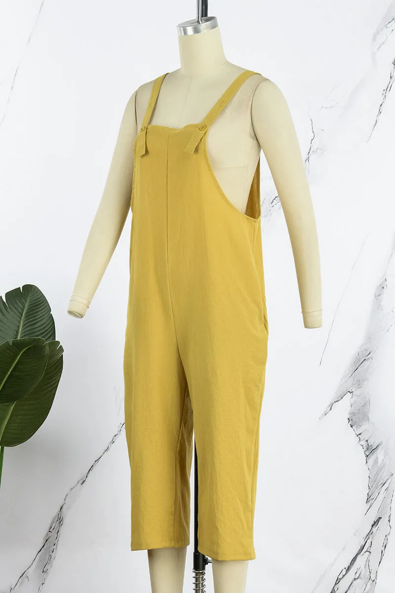 Casual Simplicity Solid Patchwork Square Collar Loose Jumpsuits(6 Colors)