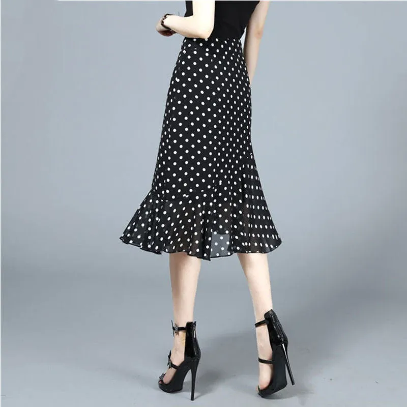 Chiffon Floral Skirt  Summer High Waist  A- line Skirt Woman Skirts