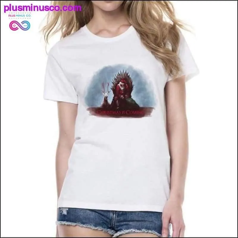 Christmas Deer Design T-Shirt for Women || PlusMinusco.com