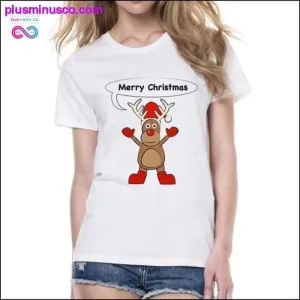 Christmas Deer Design T-Shirt for Women || PlusMinusco.com