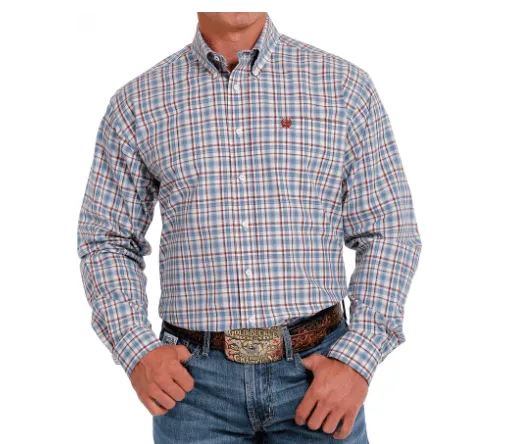 Cinch Shirt Mens Cream Plaid