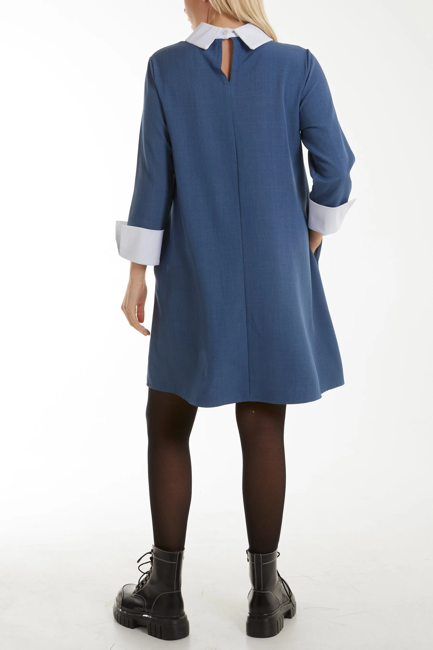 Collar & Cuff A Line Side Pocket Dress