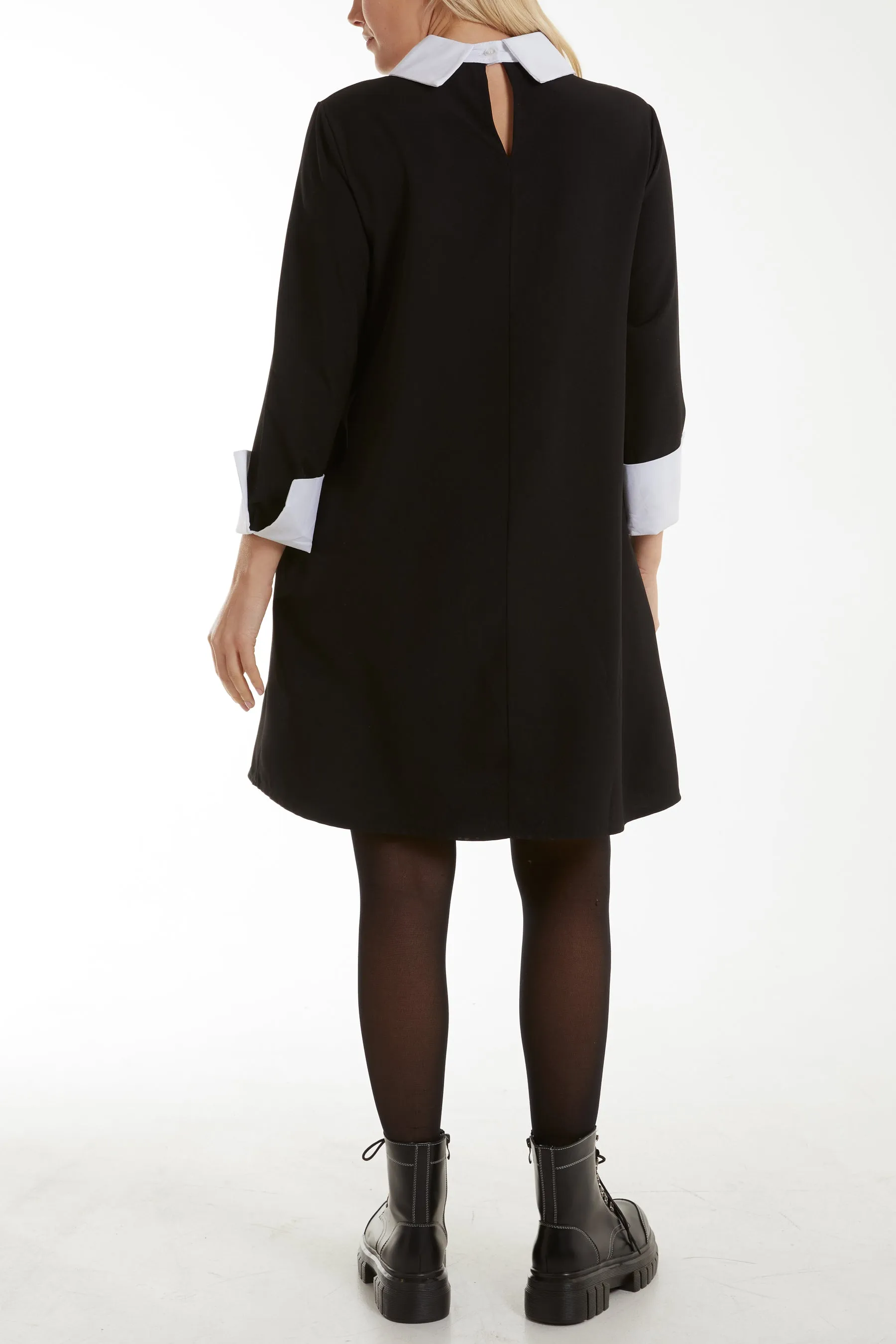 Collar & Cuff A Line Side Pocket Dress