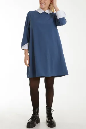 Collar & Cuff A Line Side Pocket Dress