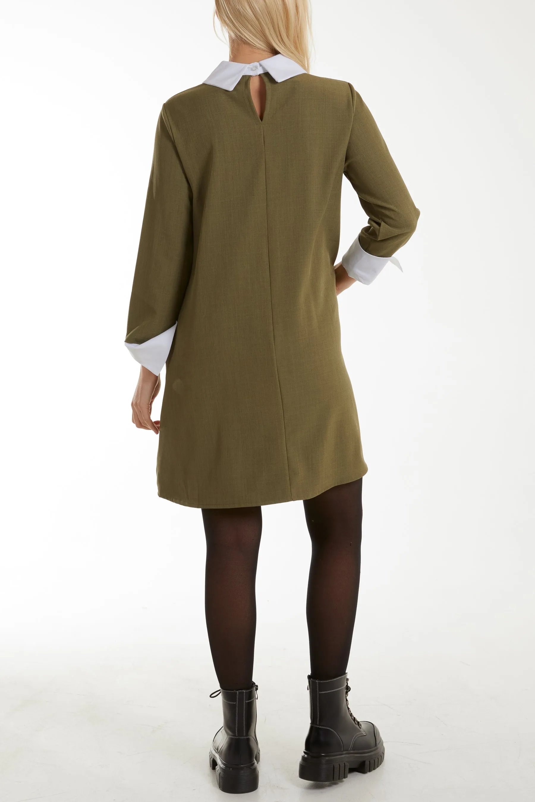 Collar & Cuff A Line Side Pocket Dress