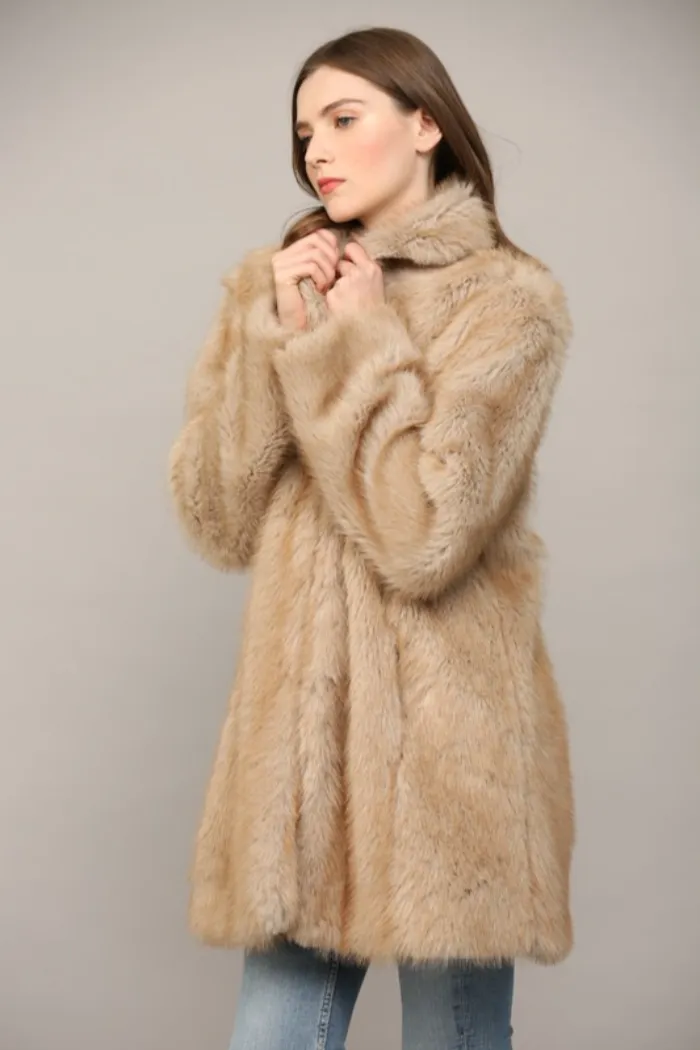 Collared Faux Fur Coat