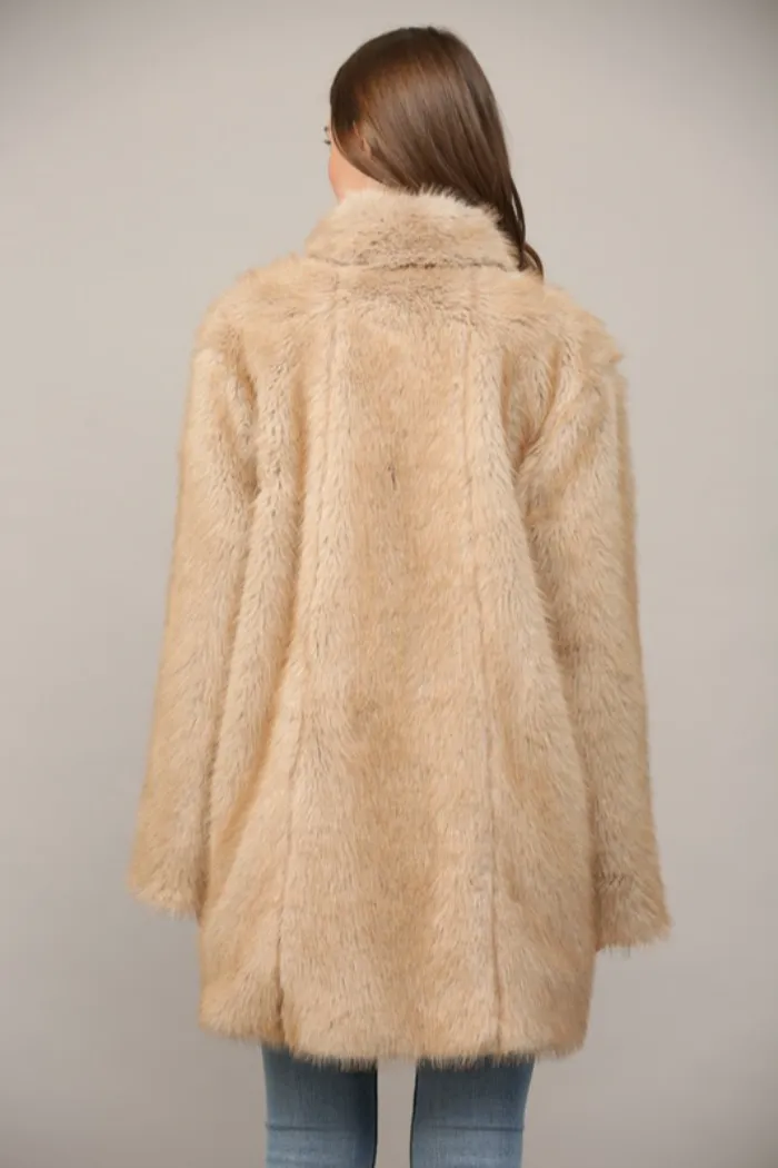 Collared Faux Fur Coat