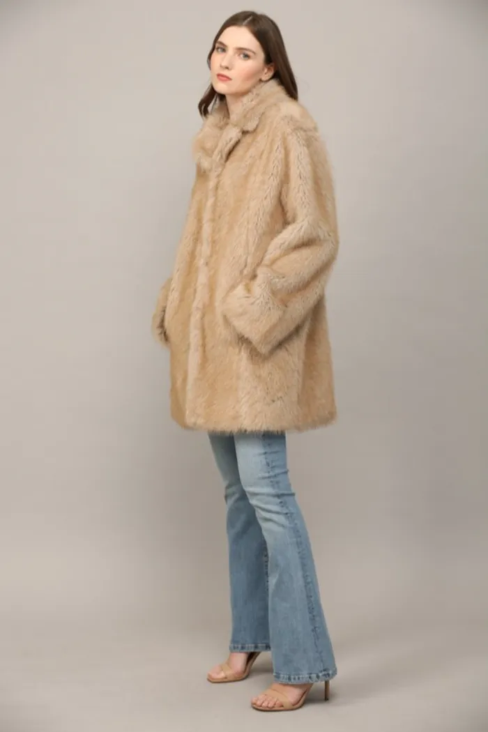 Collared Faux Fur Coat