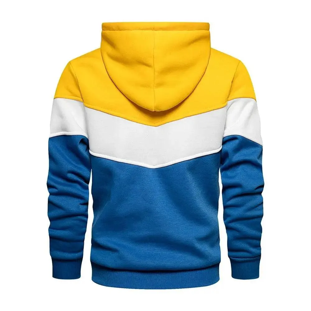 Cool Men's Patchwork Hooded Sweatshirt Hoodies Sport Clothing Casual Loose Fleece Warm Streetwear Modern Male Fashion Autumn Winter Outwear  Long Sleeve Pleated Comfy Round Neck Mens Sweatshirts Workout Sport Casual Hoodie