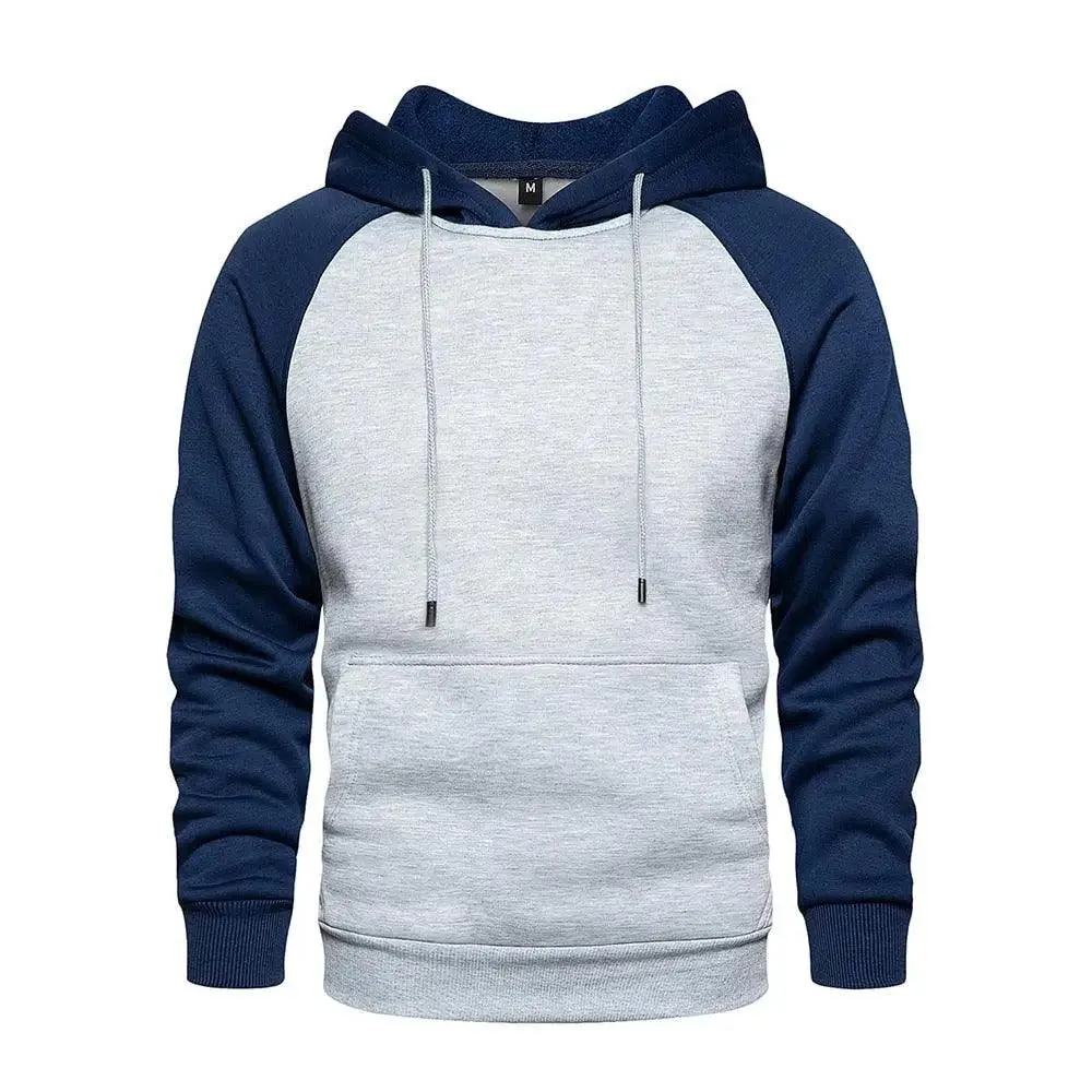 Cool Men's Patchwork Hooded Sweatshirt Hoodies Sport Clothing Casual Loose Fleece Warm Streetwear Modern Male Fashion Autumn Winter Outwear  Long Sleeve Pleated Comfy Round Neck Mens Sweatshirts Workout Sport Casual Hoodie