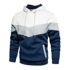 Cool Men's Patchwork Hooded Sweatshirt Hoodies Sport Clothing Casual Loose Fleece Warm Streetwear Modern Male Fashion Autumn Winter Outwear  Long Sleeve Pleated Comfy Round Neck Mens Sweatshirts Workout Sport Casual Hoodie