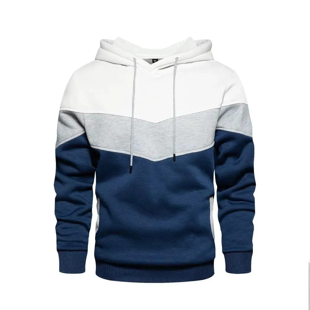 Cool Men's Patchwork Hooded Sweatshirt Hoodies Sport Clothing Casual Loose Fleece Warm Streetwear Modern Male Fashion Autumn Winter Outwear  Long Sleeve Pleated Comfy Round Neck Mens Sweatshirts Workout Sport Casual Hoodie