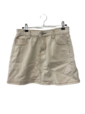 Cream Denim Miniskirt with Contrast Stitching