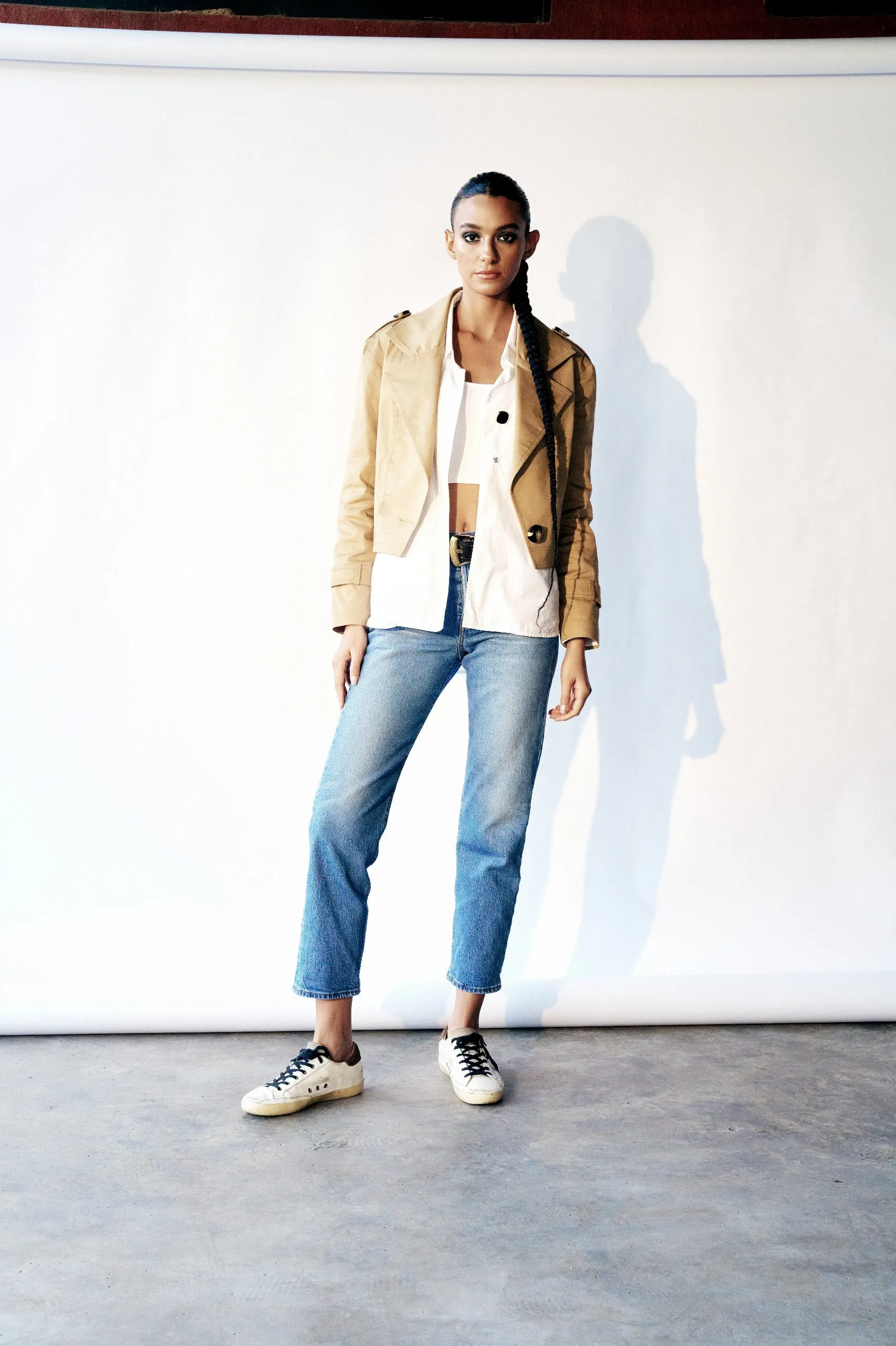 Cropped trench coat/ snake skin lining
