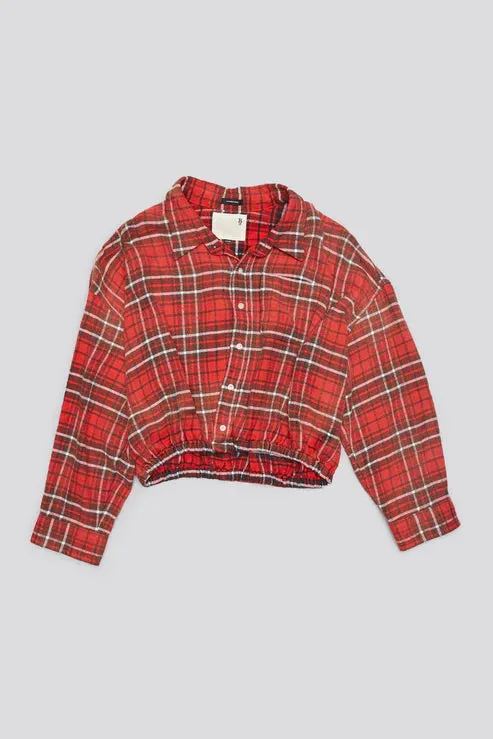 Crossover Bubble Shirt Washed Red Plaid