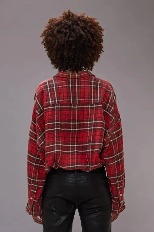 Crossover Bubble Shirt Washed Red Plaid