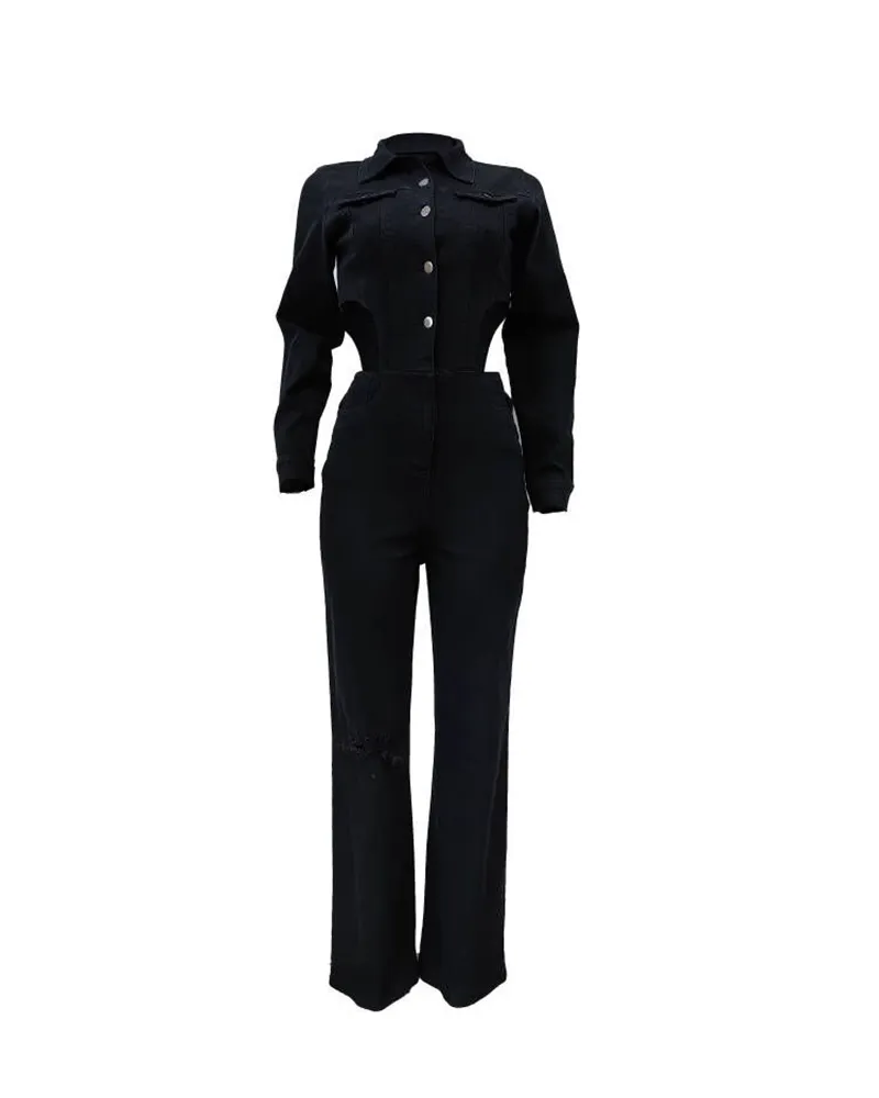 Cut-Out Casual Stretch Jumpsuit