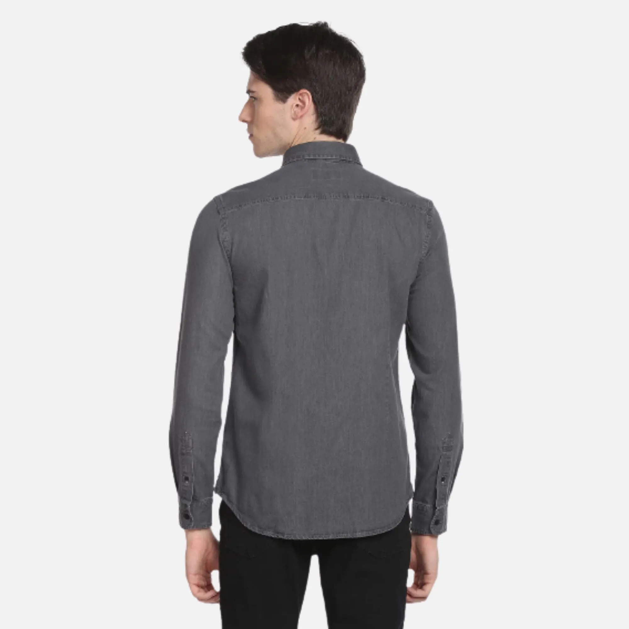 Cutaway Collar Chambray Casual Shirt