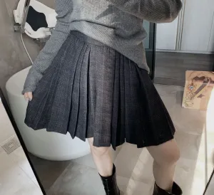 Dark A-Line Pleated Skirt