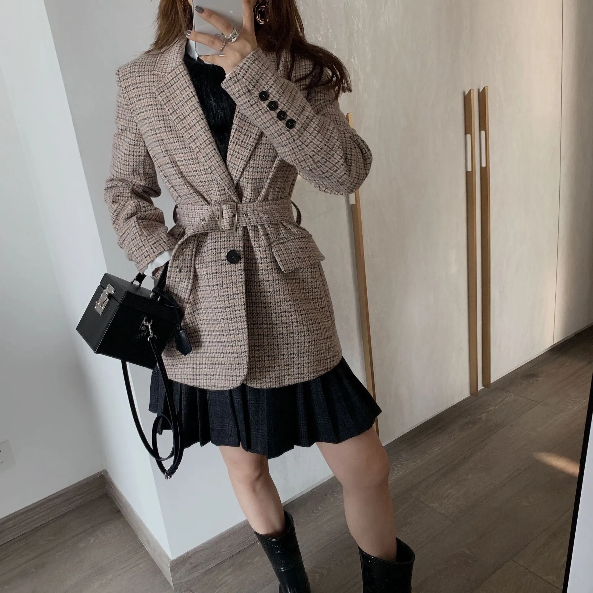 Dark A-Line Pleated Skirt