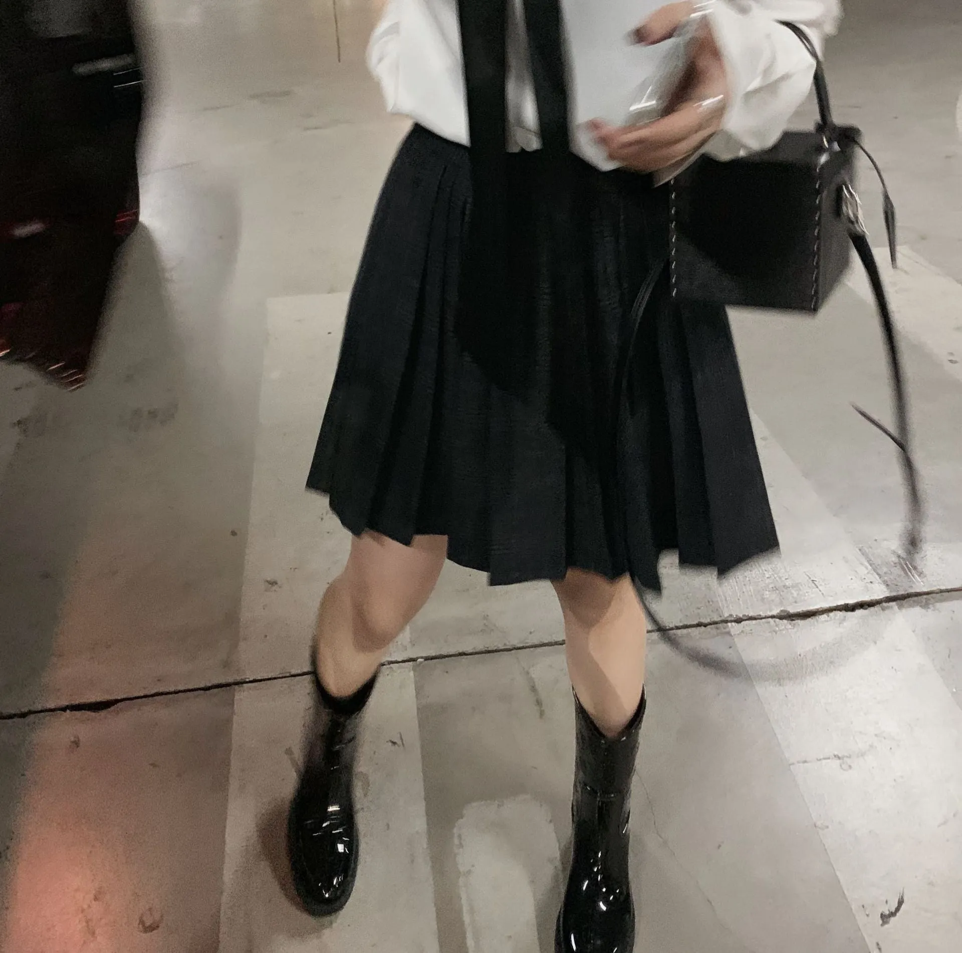 Dark A-Line Pleated Skirt