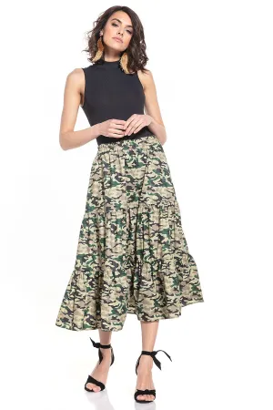 Dark Moro Pattern A-Line Skirt