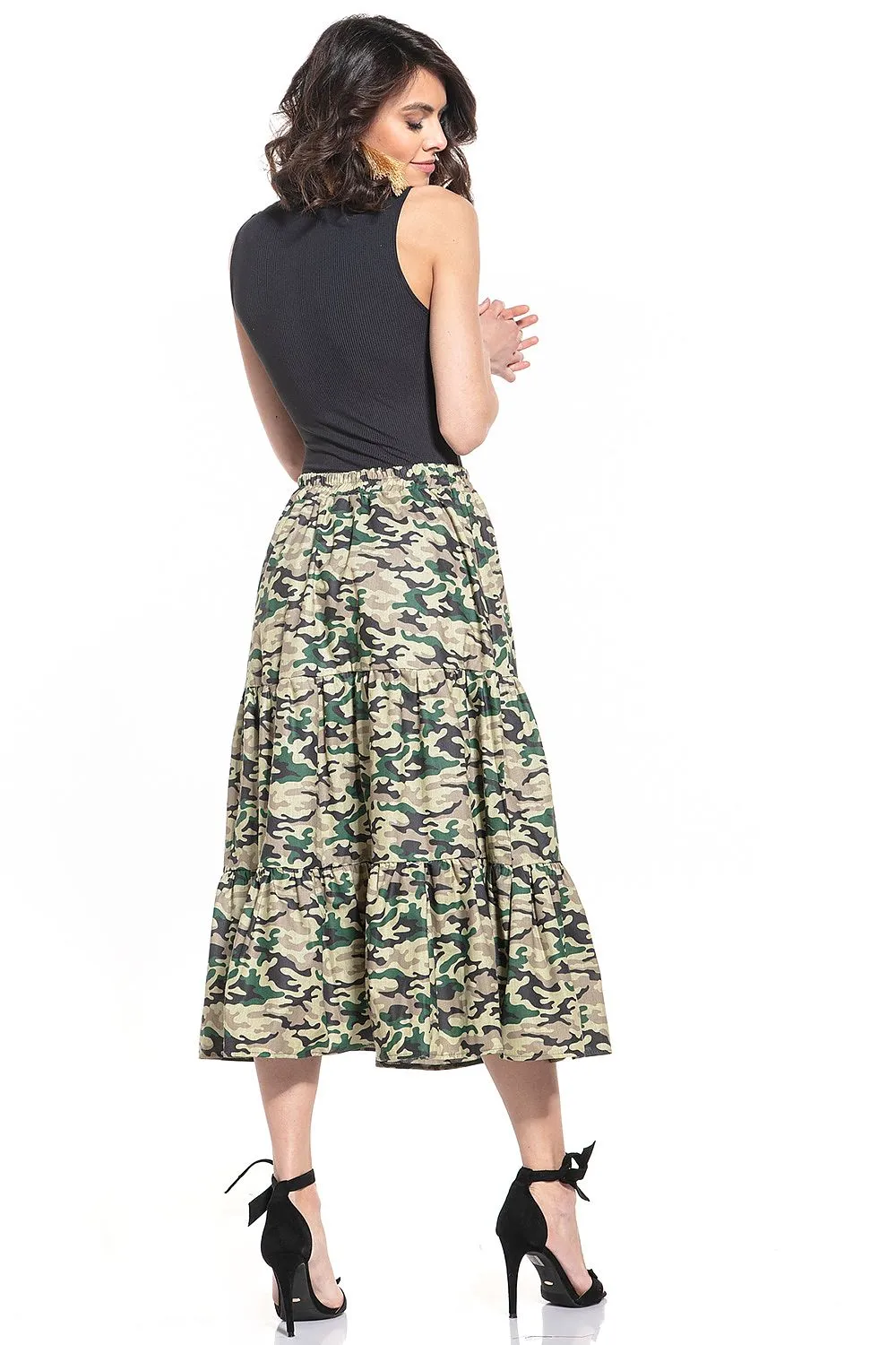 Dark Moro Pattern A-Line Skirt