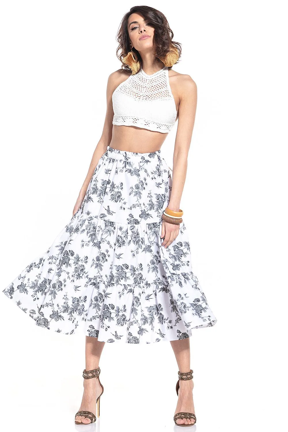 Dark Moro Pattern A-Line Skirt