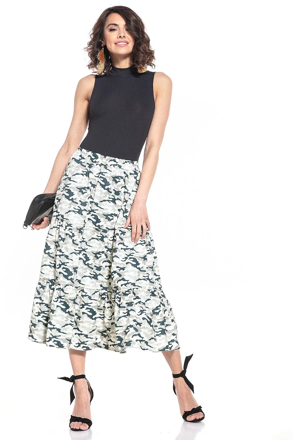 Dark Moro Pattern A-Line Skirt