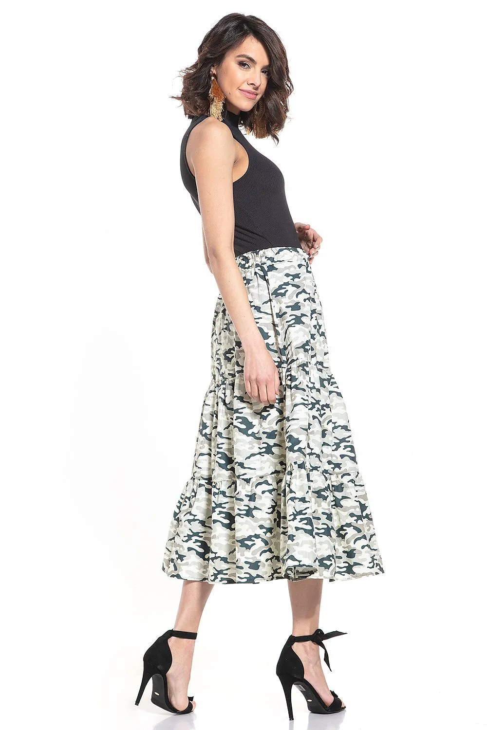 Dark Moro Pattern A-Line Skirt