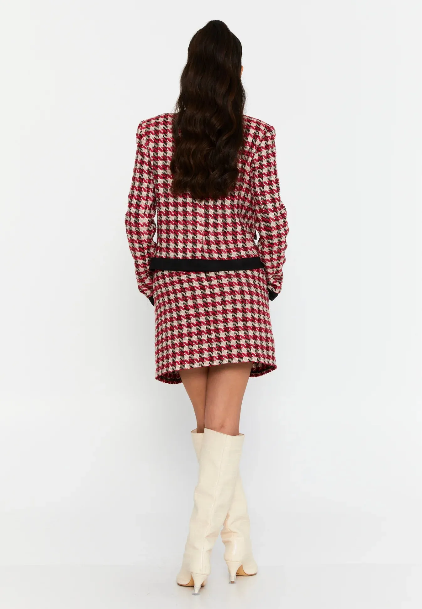 DD502  Red Tweed Patterned Jacket