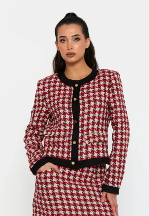 DD502  Red Tweed Patterned Jacket