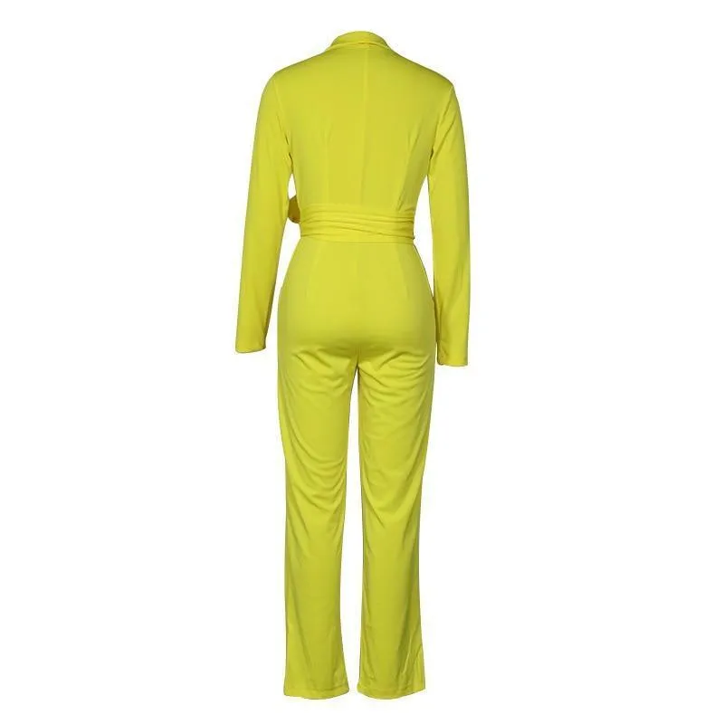 Deep V-Neck Office Lady Jumpsuits For Women